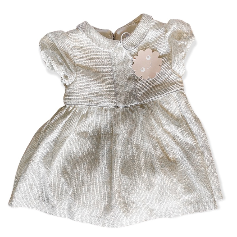 Patachou Cream Formal Silver Sparkle front 0-3 month Dress